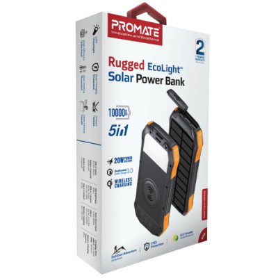 Батарея універсальна Promate 10000mAh PD/20W, QC/3/0, Solar, QI, IP65 (solartank-10pdqi.black) Батарея універсальна Promate 10000mAh PD/20W, QC/3/0, Solar, QI, IP65 (solartank-10pdqi.black)