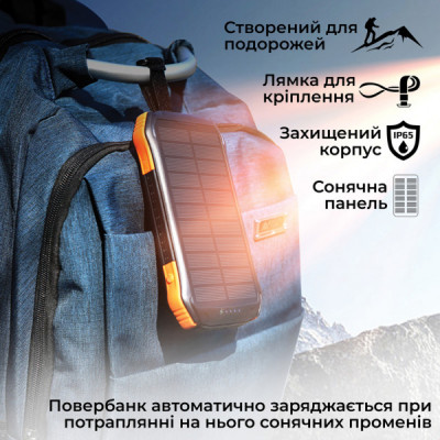 Батарея універсальна Promate 10000mAh PD/20W, QC/3/0, Solar, QI, IP65 (solartank-10pdqi.black) Батарея універсальна Promate 10000mAh PD/20W, QC/3/0, Solar, QI, IP65 (solartank-10pdqi.black)