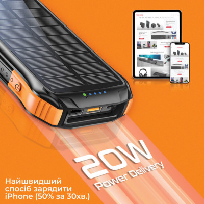 Батарея універсальна Promate 10000mAh PD/20W, QC/3/0, Solar, QI, IP65 (solartank-10pdqi.black) Батарея універсальна Promate 10000mAh PD/20W, QC/3/0, Solar, QI, IP65 (solartank-10pdqi.black)