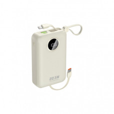 Батарея універсальна Dudao 20000mAh K14+ 22.5W, PD, QC, USB-A, USB-C(In/Out), with built-in USB-C/Lightning cables, White (6977196680023)