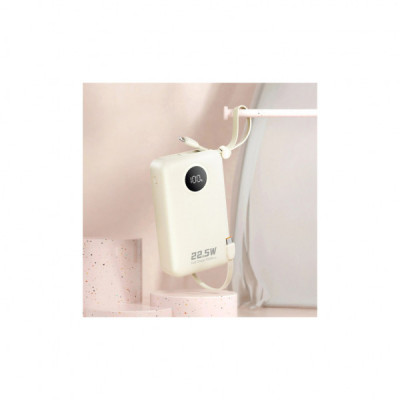 Батарея універсальна Dudao 20000mAh K14+ 22.5W, PD, QC, USB-A, USB-C(In/Out), with built-in USB-C/Lightning cables, White (6977196680023)