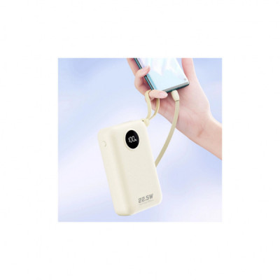 Батарея універсальна Dudao 20000mAh K14+ 22.5W, PD, QC, USB-A, USB-C(In/Out), with built-in USB-C/Lightning cables, White (6977196680023)