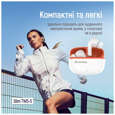 Навушники ColorWay Slim TWS-5 Earbuds White (CW-TWS5WT)