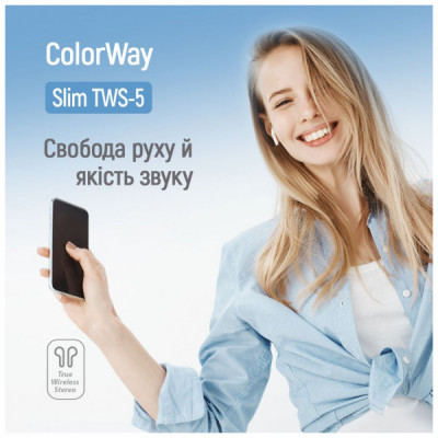Навушники ColorWay Slim TWS-5 Earbuds White (CW-TWS5WT)