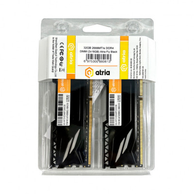 Модуль пам'яті для комп'ютера DDR4 32GB (2x16GB) 2666 MHz Fly Black ATRIA (UAT42666CL19BK2/32)
