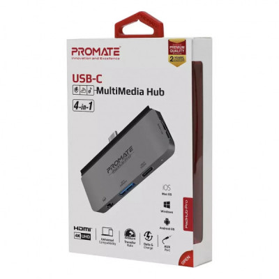 Концентратор Promate USB Hub 4 ports padhub-pro.grey (padhub-pro.grey)