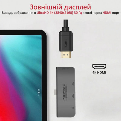 Концентратор Promate USB Hub 4 ports padhub-pro.grey (padhub-pro.grey)