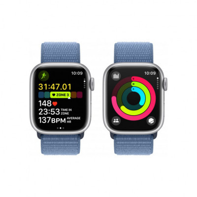 Смарт-годинник Apple Watch Series 9 GPS 41mm Silver Aluminium Case with Winter Blue Sport Loop (MR923QP/A)