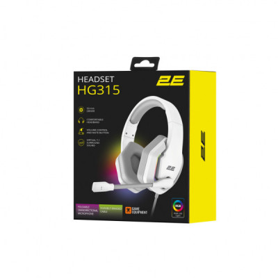 Навушники 2E Gaming HG315 RGB USB 7.1 White (2E-HG315WT-7.1)