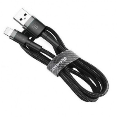 Дата кабель USB 2.0 AM to Lightning 1.0m Cafule 2.4A gray+black Baseus (CALKLF-BG1)