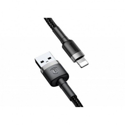 Дата кабель USB 2.0 AM to Lightning 1.0m Cafule 2.4A gray+black Baseus (CALKLF-BG1)