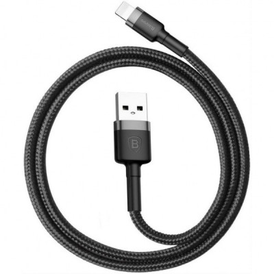 Дата кабель USB 2.0 AM to Lightning 1.0m Cafule 2.4A gray+black Baseus (CALKLF-BG1)