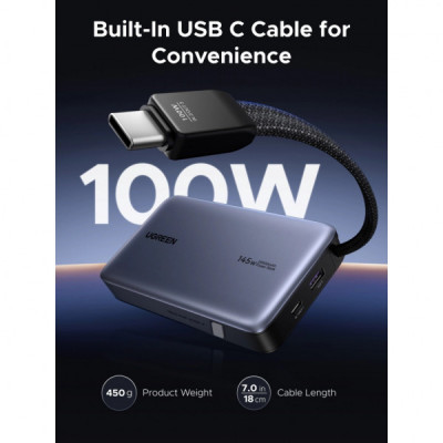 Батарея універсальна Ugreen 20000mAh 145W with Built-in Cable (PB551 55992B)