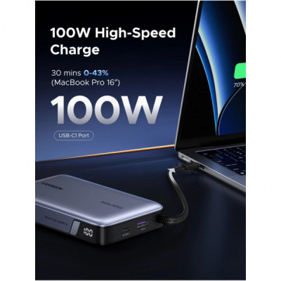 Батарея універсальна Ugreen 20000mAh 145W with Built-in Cable (PB551 55992B)