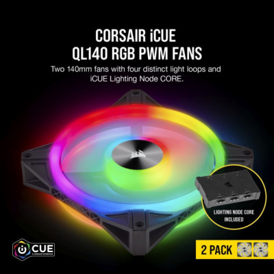 Кулер до корпусу Corsair QL Series, QL140 RGB, 140mm RGB LED Fan (CO-9050100-WW)