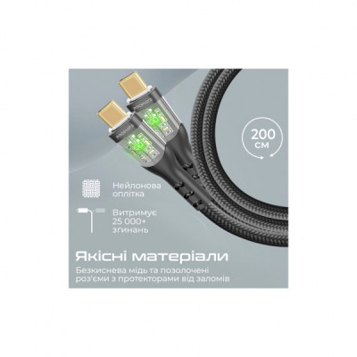 Дата кабель USB-C to USB-C transline-cc200.black Promate (transline-cc200.black)