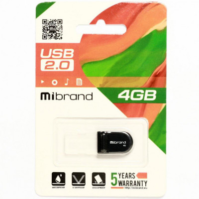 USB флеш накопичувач Mibrand 4GB Scorpio Black USB 2.0 (MI2.0/SC4M3B)