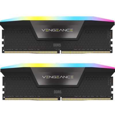 Модуль пам'яті для комп'ютера DDR5 48GB (2x24GB) 6000 MHz Vengeance RGB Black Corsair (CMH48GX5M2B6000C30)