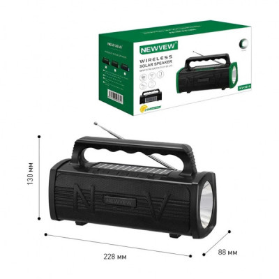 Акустична система NEWVEW NV-9010 Solar Panel/BT/USB/TF/FM Black (NWVW-NV-9010-BK)