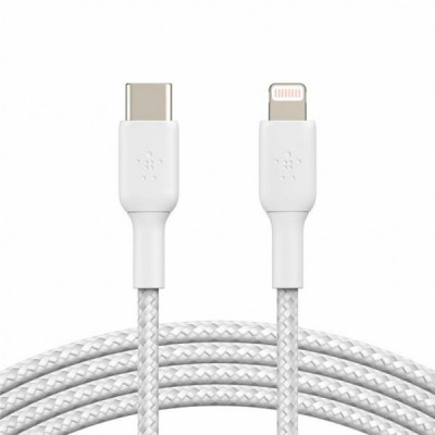 Дата кабель USB 2.0 AM to Lightning 1.0m BRAIDED white Belkin (CAA004BT1MWH)