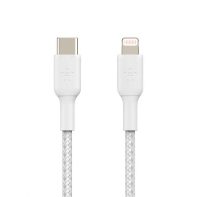 Дата кабель USB 2.0 AM to Lightning 1.0m BRAIDED white Belkin (CAA004BT1MWH)