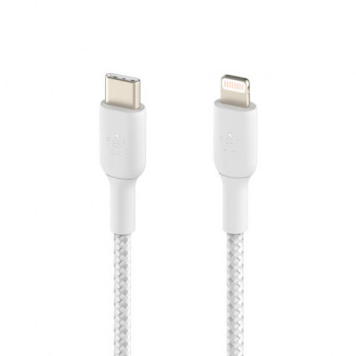 Дата кабель USB 2.0 AM to Lightning 1.0m BRAIDED white Belkin (CAA004BT1MWH)