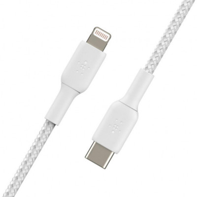 Дата кабель USB 2.0 AM to Lightning 1.0m BRAIDED white Belkin (CAA004BT1MWH)