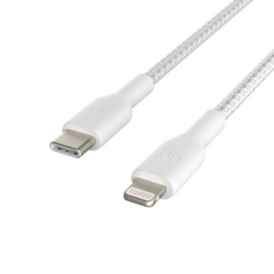 Дата кабель USB 2.0 AM to Lightning 1.0m BRAIDED white Belkin (CAA004BT1MWH)