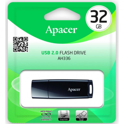 USB флеш накопичувач Apacer 32GB AH336 Black USB 2.0 (AP32GAH336B-1)