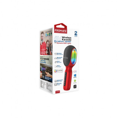 Мікрофон Promate VocalMic Bluetooth 2 x AUX LED Red (vocalmic.red)