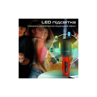 Мікрофон Promate VocalMic Bluetooth 2 x AUX LED Red (vocalmic.red)