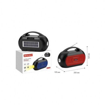 Акустична система NEWVEW NV-V50 Solar Panel/BT/USB/TF/FM/AUX Red (NWVW-NV-V50-RD)