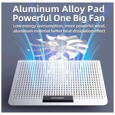 Підставка до ноутбука IceCoorel 10-15.6", 1*180mm 580 RPM, 2*USB, 350x225x26mm, Silver (A18)